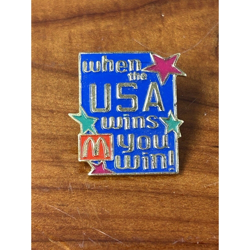 McDonald's Pin When The USA Wins Olympics Badge‎ Sports Fast Food Vintage